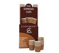 Caramont,4 Oz,200 Pz Bicchieri di Carta per Espresso con Palettine in Legno,Ecologici e Usa e Getta,Resistenti al Calore,Ideali per Caffè,Tè,ecc.