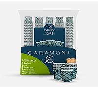 Caramont, 4 Oz 400 bicchieri di cartone Espresso con agitatori in legno, ecologici e monouso, resistenti al calore, cartone di qualità, ideali per tutte le bevande calde; caffè, tè, cioccolato ecc.