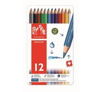 Caran D'Ache Fancolor - Scatola in metallo con 12 Matite colorate acquerellabili, colori assortiti