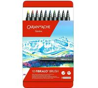 Caran D'Ache Fibralo Pennello Punta Pennarelli Set Di 10 Artista Metallo Teglia