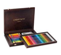 Caran D'Ache Matite Colorate 30+40 Neocolor II Cera Pastelli Scatola di Legno