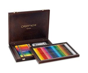 Caran D'Ache Matite Colorate 30+40 Neocolor II Cera Pastelli Scatola di Legno