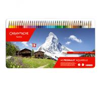 Caran D'Ache Matite Colorate Acqua Solubile 40 Set Metallo Teglia Aquarelle