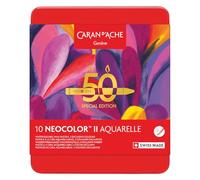 Caran d'Ache Neocolor II Pastelli a cera solubili in acqua, edizione speciale 50 anni, pop, scatola di 10 colori, pastelli colorati artistici, regalo per amanti dell'arte, set per l'arte essenziali