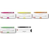 Caran D'ACHE Pressione Ballpoint Penna 849 Popline Fluo, Spessore della linea nera: M, linea di linea: blu, albero esagonale - NEW