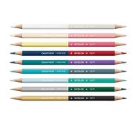 Caran d'Ache Set di 9 matite bicolore, Alpine Frost Special Edition, 18 colori e pennello, scatola di cartone premium, luminanza, matite artistiche, colorazione, arte acquerello, tonalità di colore