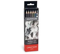 Caran d'Ache Set di matite in grafite con pennello ad acqua, verniciabili ad acqua, ideali per lavori preparatori, 6 pezzi (confezione da 1)