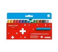 Caran d'Ache Swisscolor 7502.815 - Pastelli a cera colorati, 15 pezzi