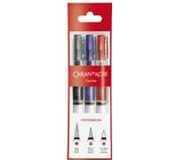 Caran D'Ache WaterColor Brush Pencil con serbatoio dell'acqua, 3 set spazzola in plastica trasparente, lunghezza: 140 mm, con - NEW