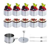 CARANNACLTD 10 Pezzi Coppapasta tondi 8cm - Coppa Pasta di Acciaio, Anello per Torte in Acciaio Inossidabile, Adatto per Torte Fatte in casa, Dessert, Biscotti, Torte Mousse