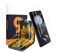 Carantee Pellicola protettiva in vetro temperato per Samsung Galaxy Z Flip 6 5G, 2 + 2 pezzi in TPU flessibile + pellicola protettiva per la schiena, sensibile al tatto, antigraffio, alta definizione