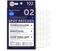 caraseoul Patch Brufoli Notte - Pimple Patch Anti Acne, Idrocolloide Spesso con Aderenza Extra, Bakuchiol & Aloe Vera, Skincare Coreana, Dermatologicamente Testati, 2 Taglie (10/12mm) [102 Pezzi]