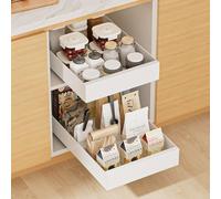 Carastek 2 Pezzi Cassetto Telescopico Cassetto Estraibile Cucina Ripiani per Cassetti Estraibili per Armadio da Cucina Senza Bisogno di Trapano e Chiodi (25CM L x 43CM P x 7CM)