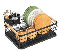 Carastek Scolapiatti da lavello,Scolapiatti da Appoggio In Acciaio Inossidabile,Rastrelliera Asciuga Posate Scola Piatti da Appoggio Cucina per Bancone da Cucina 43x31x14cm,Nessun Assemblaggio (Nero)