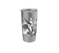 Carattere alato demoniaco cavalcando un drago a due teste ritagliato Bicchiere termico in acciaio inox doppia parete