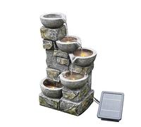 Caratteristica dell'Acqua a energia Solare di Teamson, Fontana per Acqua da Giardino Interno o Esterno, Cascata Interna con Backup della Batteria e luci a LED, 4 Livelli