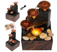 Caratteristiche dell'acqua interna con luci, fontana d'acqua da 6,7x4,4x3,6 '' con ciottoli USB o Mini Acqua interna alimentata a batteria con suono per l'acqua per la casa da letto da tavolo ca