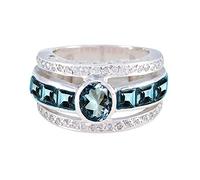 CaratYogi 925 Sterling Silver Blue Topaz Gemstone Principessa Eternity Band Anelli Bithstone Gioielli Chakra Guarigione Dichiarazione Anelli per Uomo e Donna Taglia 69
