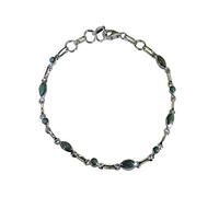 CaratYogi Braccialetto da donna in vero argento Sterling con turchese e pietra portafortuna a maglia, lunghezza da 16,5 a 20,3 cm, 6.5 inch, Gemma, Turchese naturale