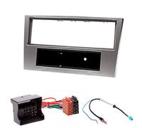 CARAV 11-026-24-8 Mascherina autoradio DIN Car 1 DIN In dash Installation Kit Set with pocket (Silver) + ISO and Antenna Adapter Cable