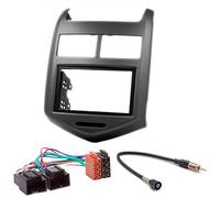 Carav, mascherina autoradio 2 DIN, per Aveo, Sonic dal 2011 in avanti, Holden BarinaTM dal 2011 in avanti, con ISO e cavo adattatore per antenna, 11-181-6-14