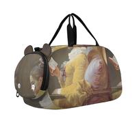 Caravaggio Basket Fruit Duffle Bags per viaggio Tote Weekender Pernottamento Carry on Duffel per ragazzi con scomparto per scarpe, Fragonard pittura giovane donna, classico