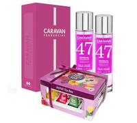 Caravan - Set di 2 fragranze da donna n. 47 + scatola regalo Caravan + Joyfull scatola di tè piramidale