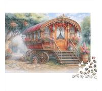 Caravan vintage Puzzle Per Adulti |Stile di giardino romantico| 38x26cm/1000pcs Puzzle Giochi Educativi,decorazioni Per La Casa