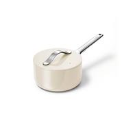 Caraway Padella antiaderente in ceramica con coperchio (1,75 qt) - non tossica, senza PTFE e PFOA - adatta al forno e compatibile con tutti i piani cottura (gas, elettrico e induzione) - crema