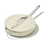 Caraway Padella in ceramica con coperchio - interno rivestito in ceramica resistente e atossico - Maniglie in acciaio inox - induzione, gas e piano cottura elettrico - Adatto al forno - Crema