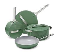 Caraway Set di pentole in ceramica antiaderente (12 pezzi), pentole, padelle, coperchi e contenitori da cucina, non tossici, adatte al forno e compatibili con tutti i piani cottura, salvia