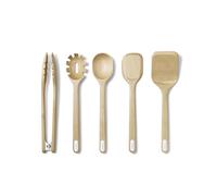 Caraway Set di utensili da cucina in legno, 5 pezzi, cucchiaio, paletta, raschietto, spatola e pinze, realizzato in legno di betulla certificato FSC, senza microplastiche