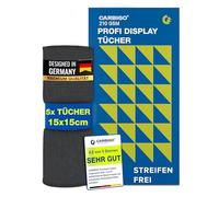 Carbigo Display professionale in microfibra da 210 g/m², pulizia senza striature, occhiali, schermi, panno in microfibra morbido e senza pelucchi, display innovativo, 15 x 15 cm