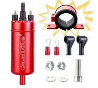 CarBole Pompa del Carburante Elettrica Esterna in Linea a 125PSI,Pompa per Carburante ad Alta Pressione 12V e Staffa Ammortizzante,250BHP,Sostituzione del,Rosa