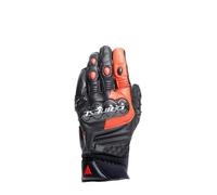 Dainese - Carbon 4 Short Gloves, Guanti Moto Corti in Pelle, con Protezioni delle Nocche in Carbonio, Uomo, Nero/Rosso Fluo, S