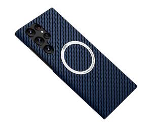 Carbon Fiber Thin Case For Samsung Galaxy S25 Ultra, S25/24/23 Series, Compatible With Magsafe, Magnetic Slim Rugged Cover (Blue,S25)
