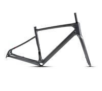 Carbon Gravel Bike Frameset 700C 45/48/51/54 cm per bici da strada e fuoristrada con asse passante, F12 x 100 mm/R12 x 142 mm, instradamento interno (grigio, 54 cm)