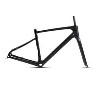 Carbon Gravel Bike Frameset 700C 45/48/51/54 cm, telaio freno a disco per bici da strada e fuoristrada, asse passante, F12 x 100 mm/R12 x 142 mm, routing interno (nero, 48 cm)