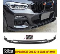 Carbon Look paraurti anteriore Splitter Lip Spoiler diffusore Guard Body Kit Tuning MP Style Car per BMW X3 G01 2018 2019 2020 2021 Carbon Fiber Look