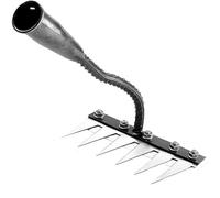 Carbon Steel Garden Weeding Rake with 5, 6, 7 or 8 Teeth - Iron Weeding Rake for Dethatching, Gardening, And Backyard Lawn Loosening (6 teeth)