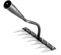 Carbon Steel Garden Weeding Rake with 5, 6, 7 or 8 Teeth - Iron Weeding Rake for Dethatching, Gardening, And Backyard Lawn Loosening (7 teeth)
