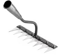 Carbon Steel Garden Weeding Rake with 5, 6, 7 or 8 Teeth - Iron Weeding Rake for Dethatching, Gardening, And Backyard Lawn Loosening (8 teeth)