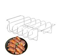 Carbon Steel Rib Rack, Barbecue Roasting Stand, Sturdy Steak Holder, Heat-Resistant Design, Ideal for Outdoor Cooking, Camping, Baking and Resting Meats on the Grill