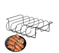 Carbon Steel Rib Rack, Barbecue Roasting Stand, Sturdy Steak Holder, Heat-Resistant Design, Ideal for Outdoor Cooking, Camping, Baking and Resting Meats on the Grill