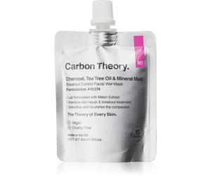 Carbon Theory Charcoal, Tea Tree Oil & Mineral Mud maschera rigenerante intensa per pelli problematiche, acne 50 ml