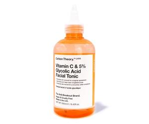 Carbon Theory Tonico Viso con Vitamina C e Acido Glicolico al 5% per Pelle Stanca e Opaca, Minimizza e Libera i Pori Ostruiti e Aiuta a Migliorare la Texture e il Tono della Pelle 250ml