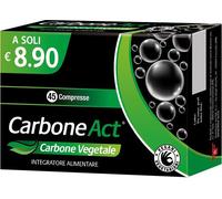 CARBONE ACT, Integratore Alimentare a Base di Carbone Attivo Vegetale, Contribuisce alla riduzione dell’eccessiva flatulenza post-pranzo, Adatte a Vegani e Vegetariani - 1 Confezione da 45 Compresse