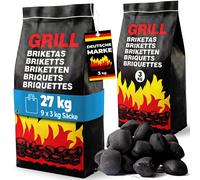 ® Carbonella per Barbecue 27kg 9 Sacchetti da 3 kg Bricchetti Carbone per