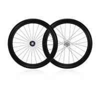 Carbonio Set Di Ruote Per Bici A Scatto Fisso 700C Bici Da Pista Ruote Anteriori E Posteriori Albero Solido 100/120mm 20/24H Altezza 50/60mm Per 17T A Velocità Singola(60mm)