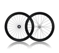 Carbonio Set Di Ruote Per Bici A Scatto Fisso 700C Bici Da Pista Ruote Anteriori E Posteriori Albero Solido 100/120mm 20/24H Altezza 50/60mm Per 17T A Velocità Singola(50mm)